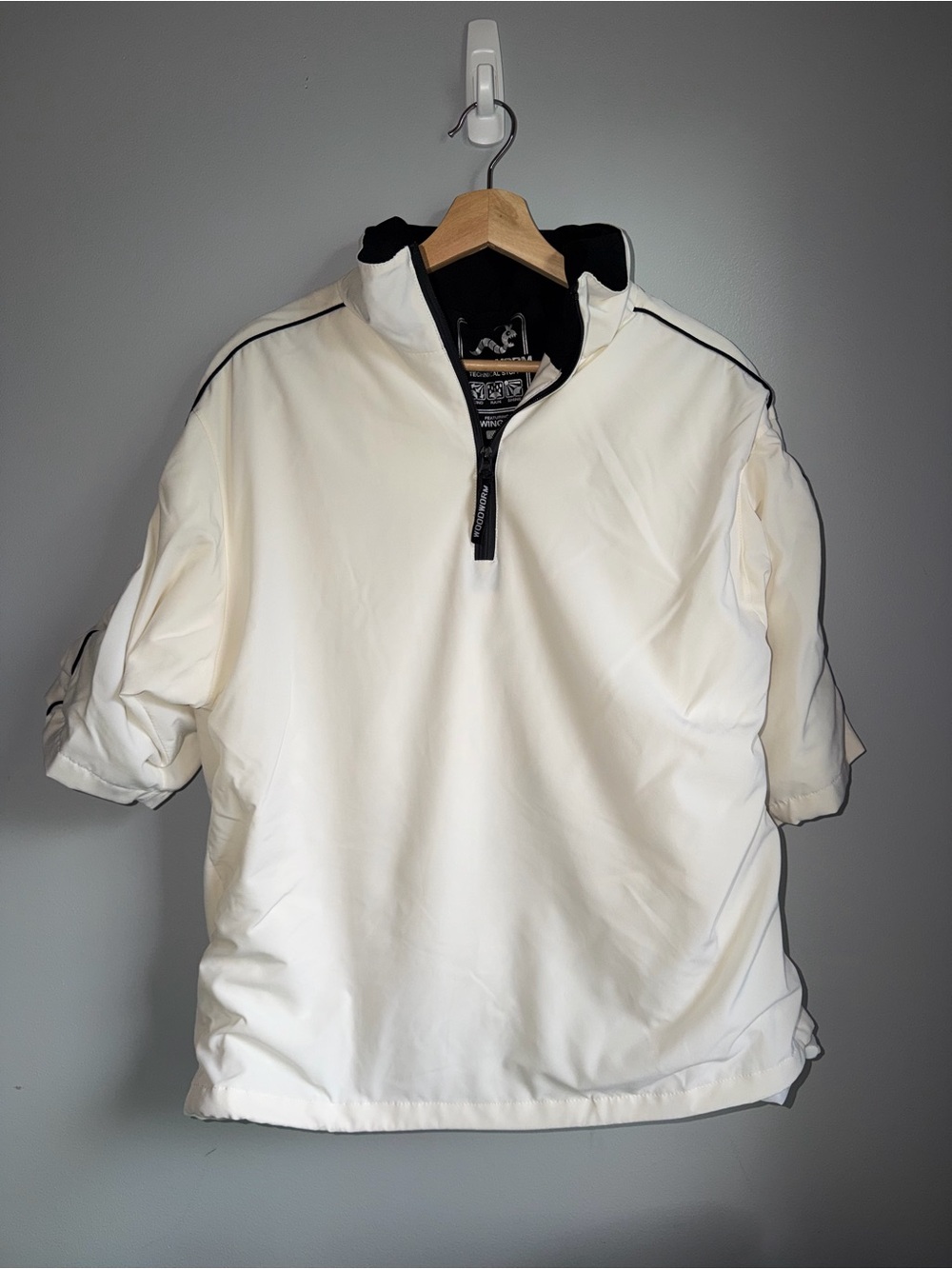 Woodworm Golf Pullover Windbreaker White Short Sleeve Mens Large SwingDry